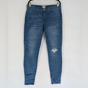 J. Crew Blue Skinny‎ Jeans with Distressed Details